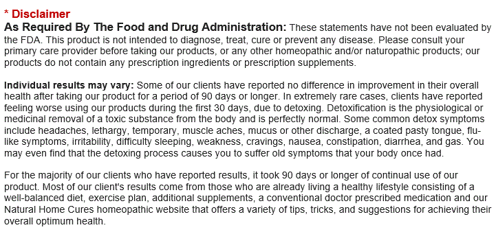 Natural Home Cures Freeze Dried Rich Pericarp Mangosteen Capsules Disclaimer